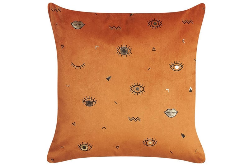 Prydnadskuddar Aeonium set om 2 Orange/svart - Orange/svart - Textil & mattor - Kudde & kuddfodral - Prydnadskudde & soffkudde