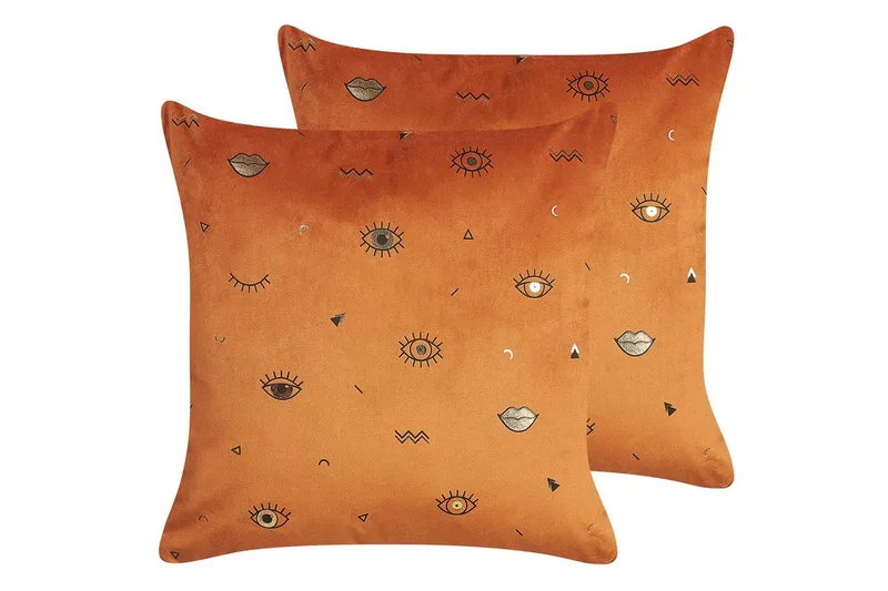 Prydnadskuddar Aeonium set om 2 Orange/svart, Orange/svart