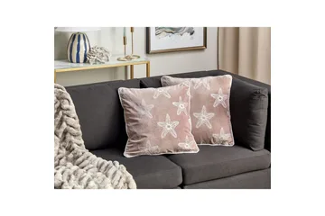 Prydnadskuddar Ceramium set om 2 Rosa/Vit - Rosa/Vit - Textil & mattor - Kudde & kuddfodral - Prydnadskudde & soffkudde