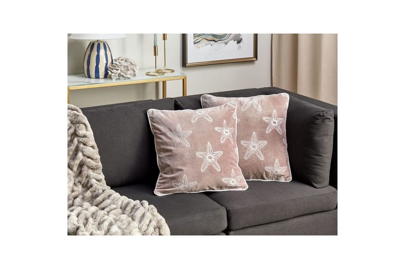 Prydnadskuddar Ceramium set om 2 Rosa/Vit - Rosa/Vit - Textil & mattor - Kudde & kuddfodral - Prydnadskudde & soffkudde
