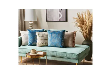 Prydnadskuddar Deliciosa set om 2 Blå/guld - Blå/guld - Textil & mattor - Kudde & kuddfodral - Prydnadskudde & soffkudde