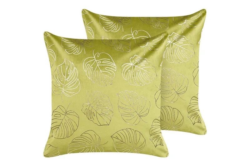 Prydnadskuddar Deliciosa set om 2 Ljusgrön/guld, Ljusgrön/guld