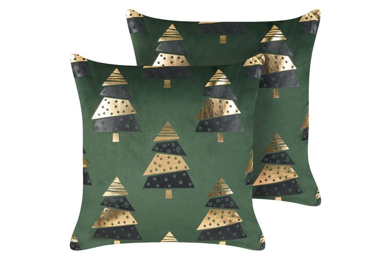 Prydnadskuddar Goldspruce set om 2 Grön/guld/svart - Grön/guld/svart - Textil & mattor - Kudde & kuddfodral - Prydnadskudde & soffkudde