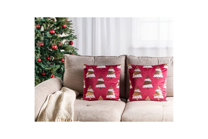 Prydnadskuddar Goldspruce set om 2 Röd/guld/vit - Röd/guld/vit - Textil & mattor - Kudde & kuddfodral - Prydnadskudde & soffkudde