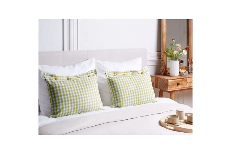 Prydnadskuddar Talya set om 2 Grönt/vitt/ljust trä, Rektangulär - Grönt/vitt/ljust trä, Rektangulär - Textil & mattor - Kudde & kuddfodral - Prydnadskudde & soffkudde