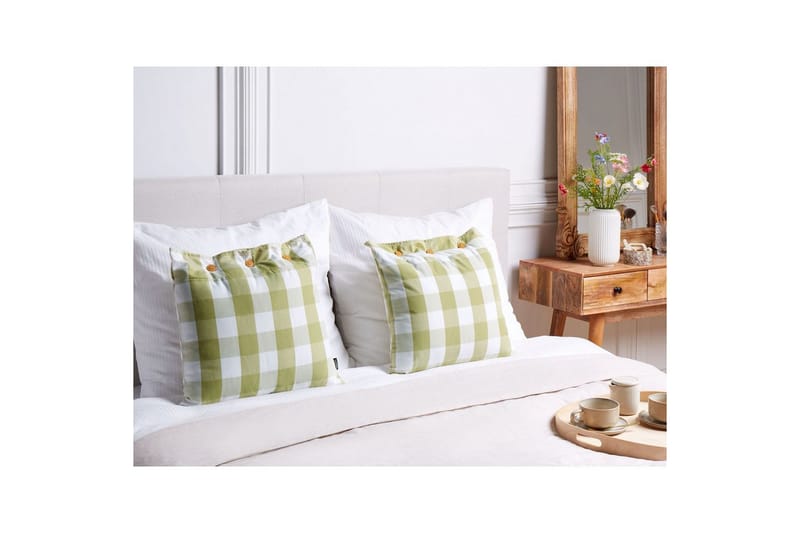 Prydnadskuddar Tamnine set om 2 Grön/Vit, Fyrkantig - Grön/Vit, Fyrkantig - Textil & mattor - Kudde & kuddfodral - Prydnadskudde & soffkudde