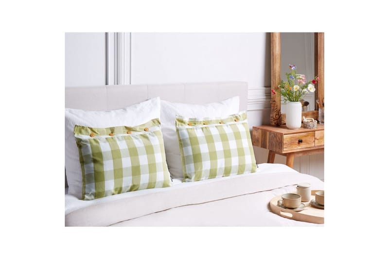 Prydnadskuddar Tamnine set om 2 Grön/Vit, Rektangulär - Grön/Vit, Rektangulär - Textil & mattor - Kudde & kuddfodral - Prydnadskudde & soffkudde