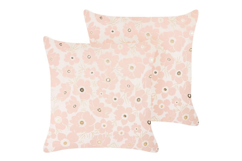 Prydnadskuddar Triteleia set om 2 Rosa/guld/beige - Rosa/guld/beige - Textil & mattor - Kudde & kuddfodral - Prydnadskudde & soffkudde