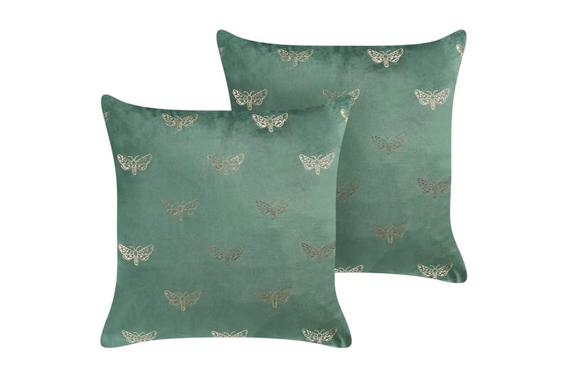 Prydnadskuddar Yuzuri set om 2 Grön/guld - Grön/guld - Textil & mattor - Kudde & kuddfodral - Prydnadskudde & soffkudde