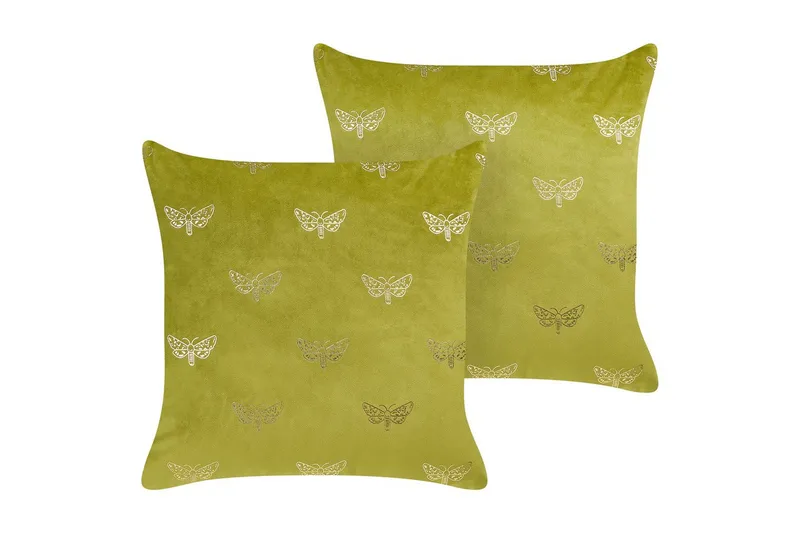 Prydnadskuddar Yuzuri set om 2 Ljusgrön/guld, Ljusgrön/guld