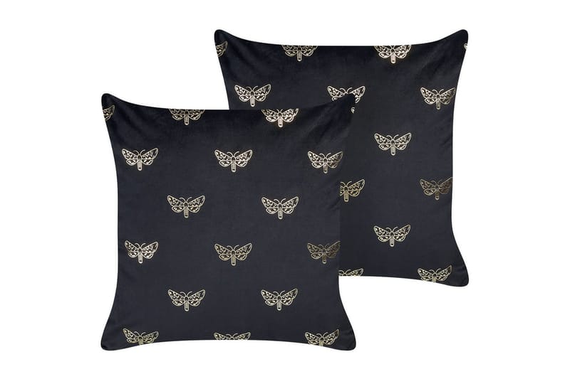 Prydnadskuddar Yuzuri set om 2 Svart/guld - Svart/guld - Textil & mattor - Kudde & kuddfodral - Prydnadskudde & soffkudde