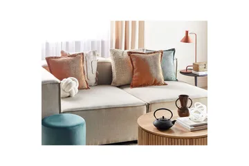 Prydnadskuddar Zinnia set om 2 Orange, Fyrkantig - Orange, Fyrkantig - Textil & mattor - Kudde & kuddfodral - Prydnadskudde & soffkudde