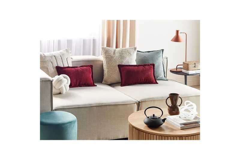 Prydnadskuddar Zinnia set om 2 Röd, Rektangulär - Röd, Rektangulär - Textil & mattor - Kudde & kuddfodral - Prydnadskudde & soffkudde