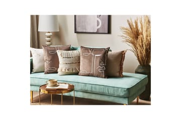 Prydnadskuddar Philodendron set om 2 Brun/Vit - Brun/Vit - Textil & mattor - Kudde & kuddfodral - Prydnadskudde & soffkudde