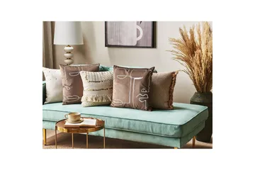 Prydnadskuddar Philodendron set om 2 Brun/Vit - Brun/Vit - Textil & mattor - Kudde & kuddfodral - Prydnadskudde & soffkudde