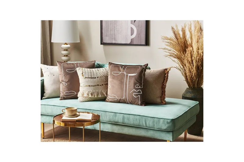 Prydnadskuddar Philodendron set om 2 Brun/Vit - Brun/Vit - Textil & mattor - Kudde & kuddfodral - Prydnadskudde & soffkudde