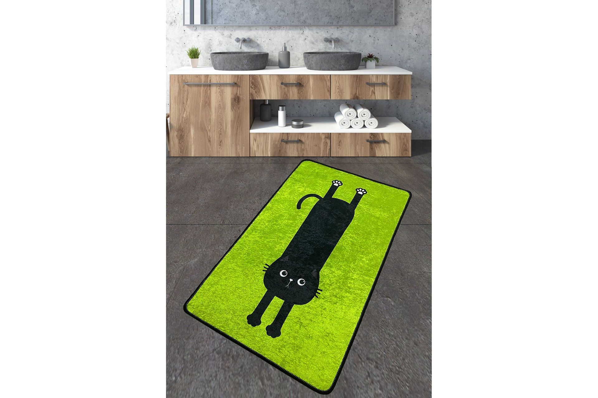 Angola Badrumsmatta 70x120 cm Rektangul&auml;r - Gr&ouml;n