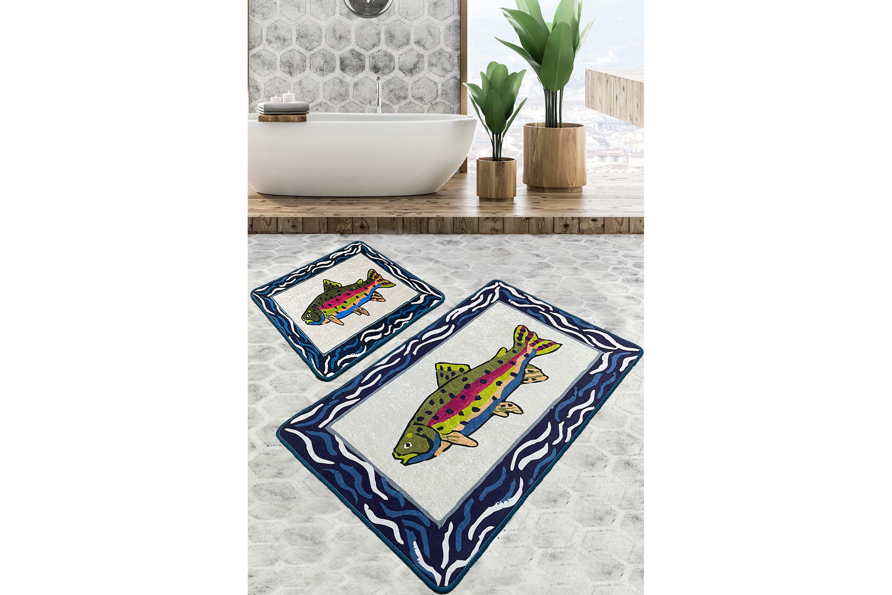 badrumsmatta navi 60x100 cm rektangulär - flerfärgad