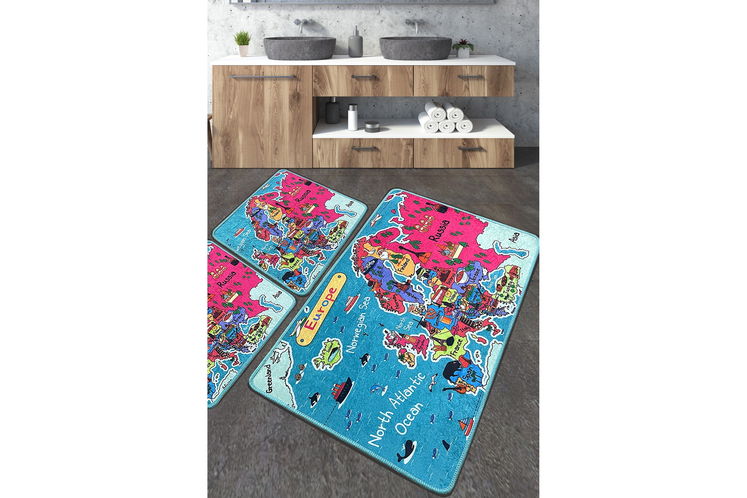 badrumsmatta navjoot 60x100 cm rektangulär - flerfärgad