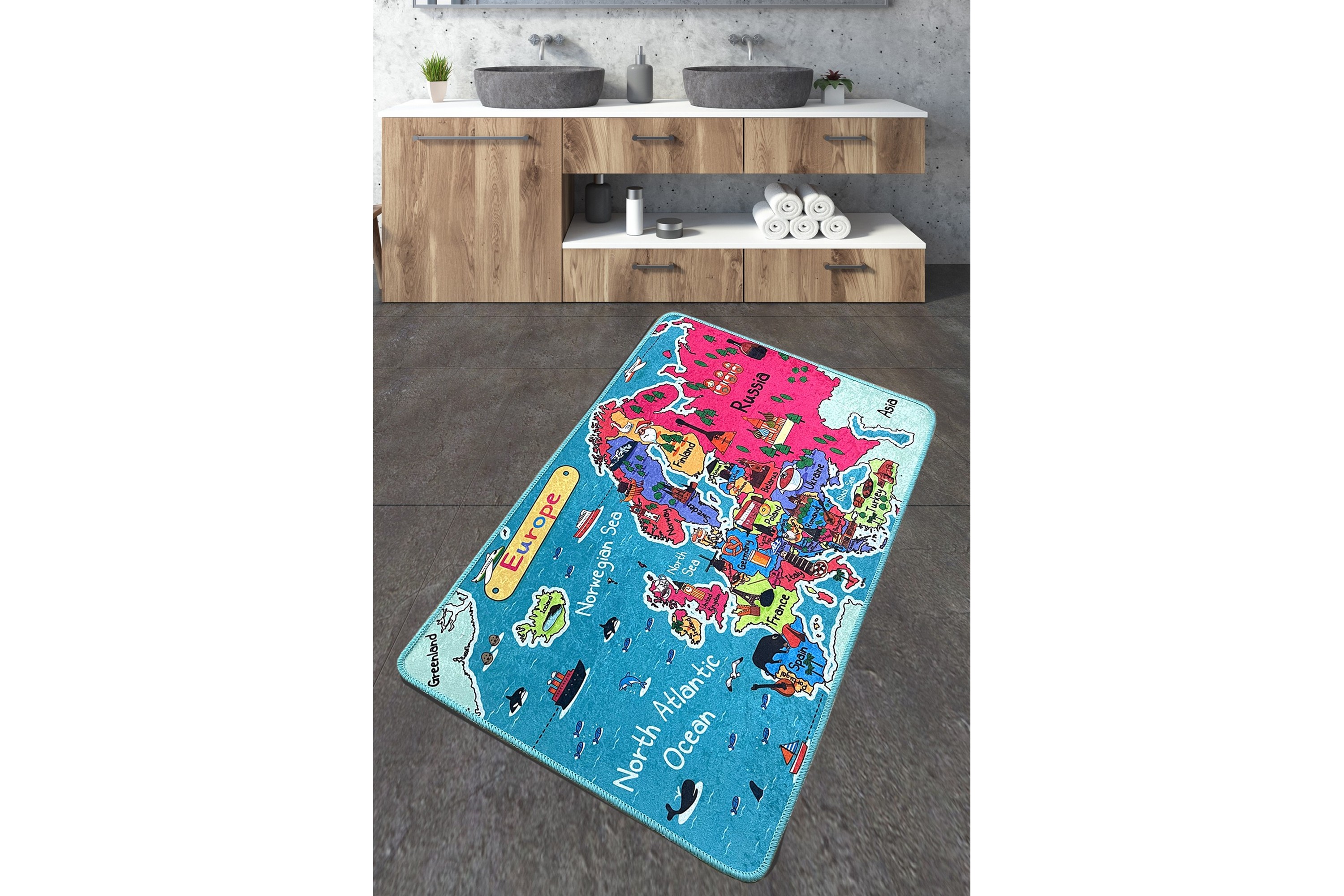 Badrumsmatta Navjoot 70x120 cm Rektangulär Flerfärgad