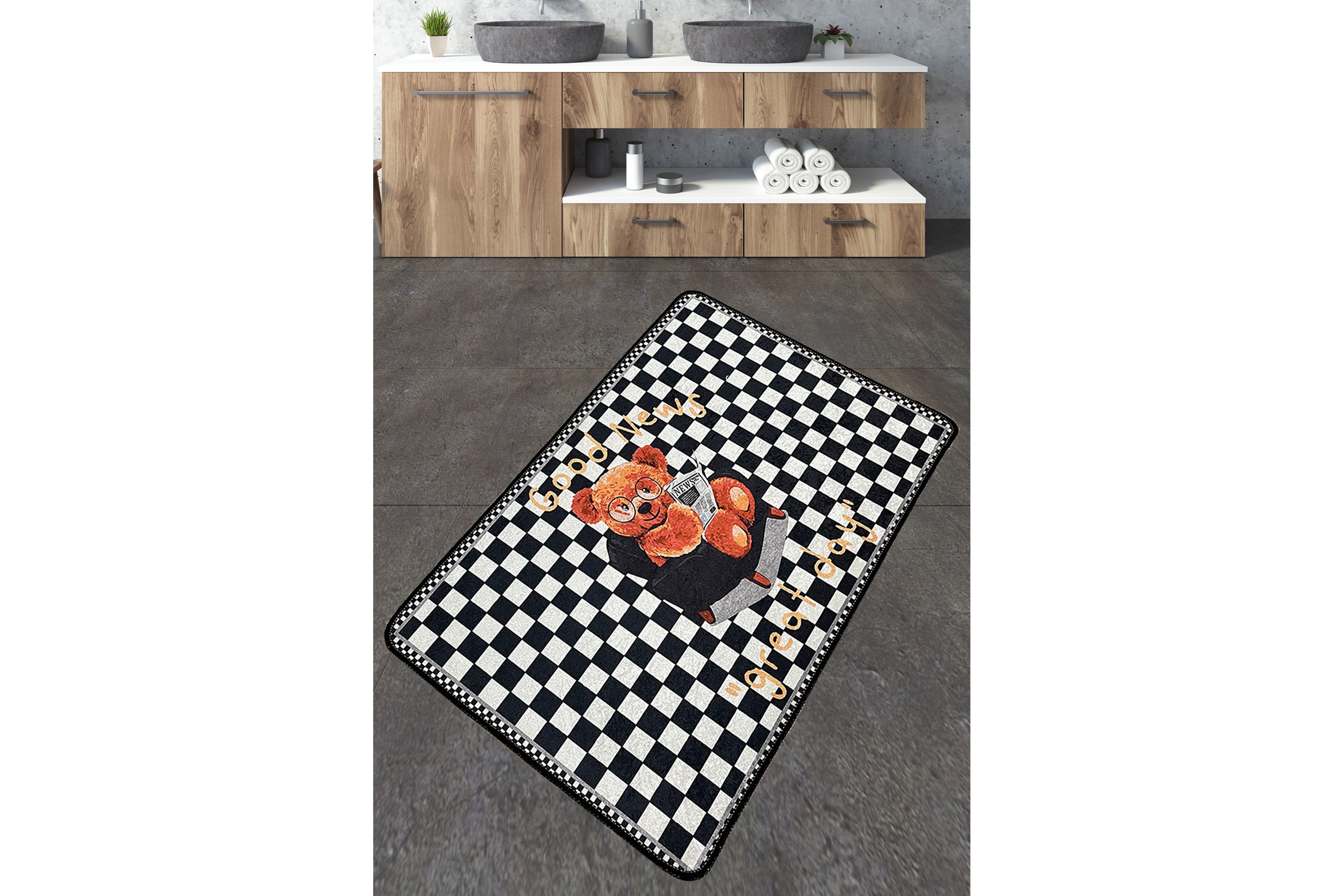 Badrumsmatta Nibha 70x120 cm Rektangulär Flerfärgad