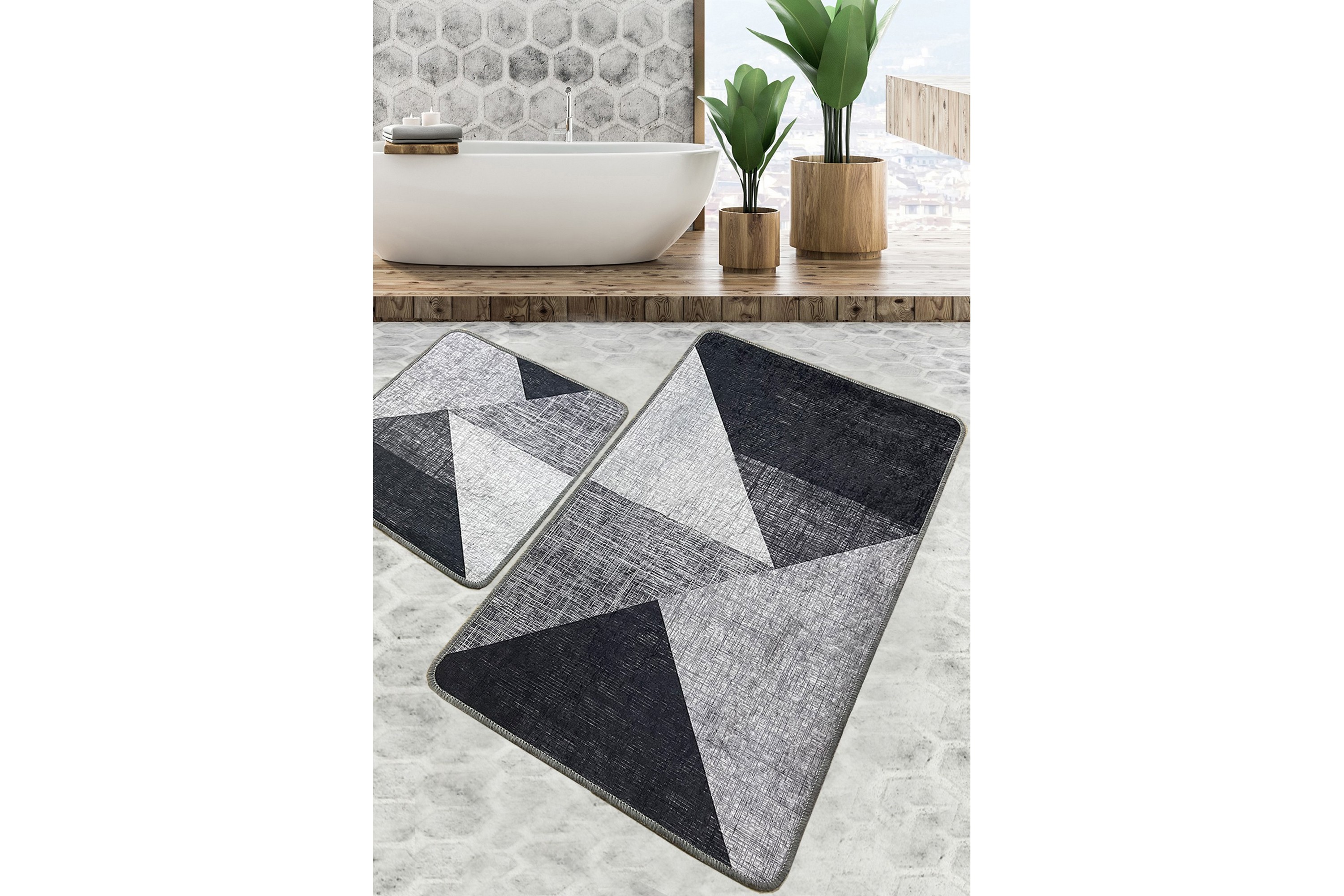 Badrumsmatta Nikil 60x100 cm Rektangulär Grå