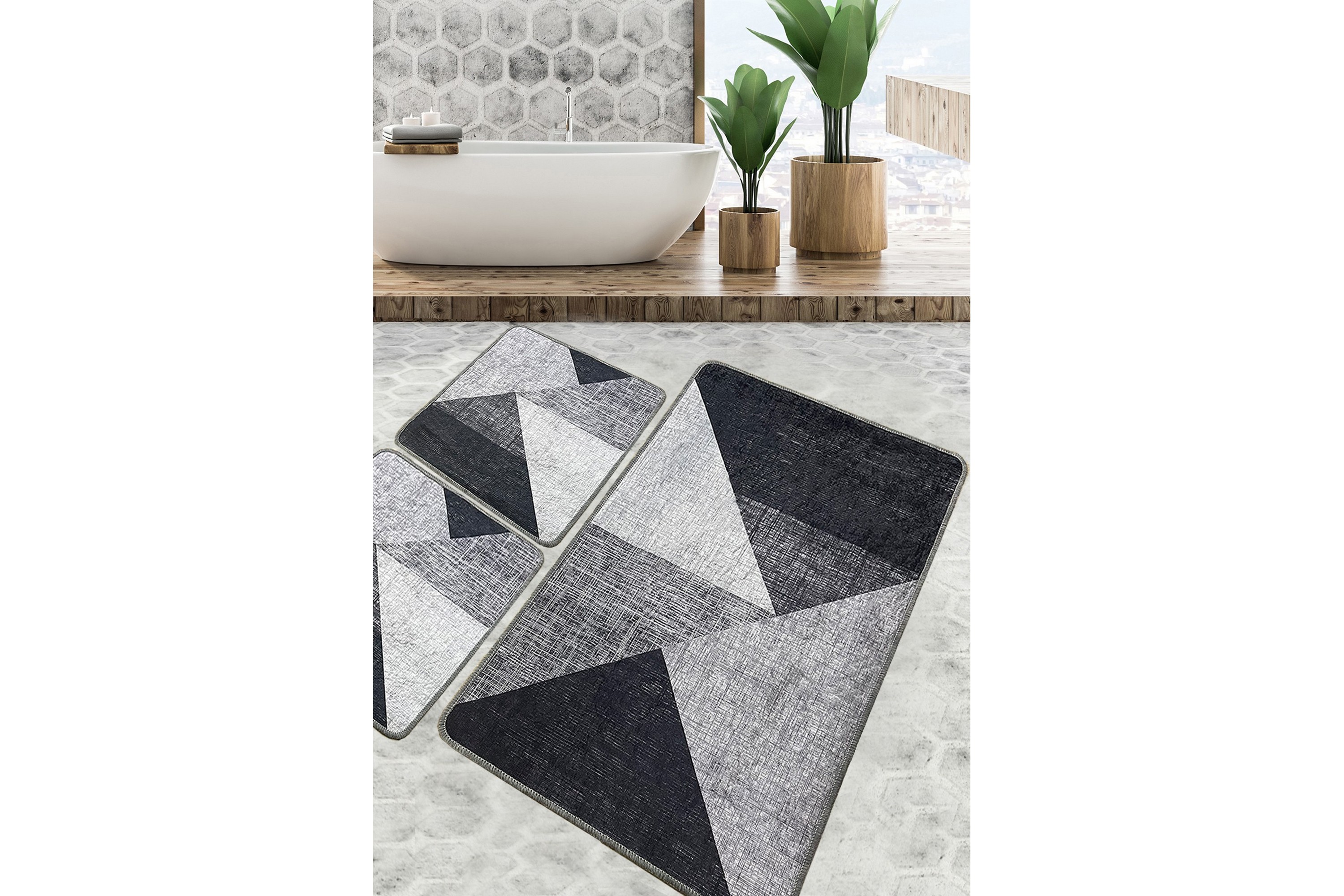 badrumsmatta nikil 60x100 cm rektangulär - grå