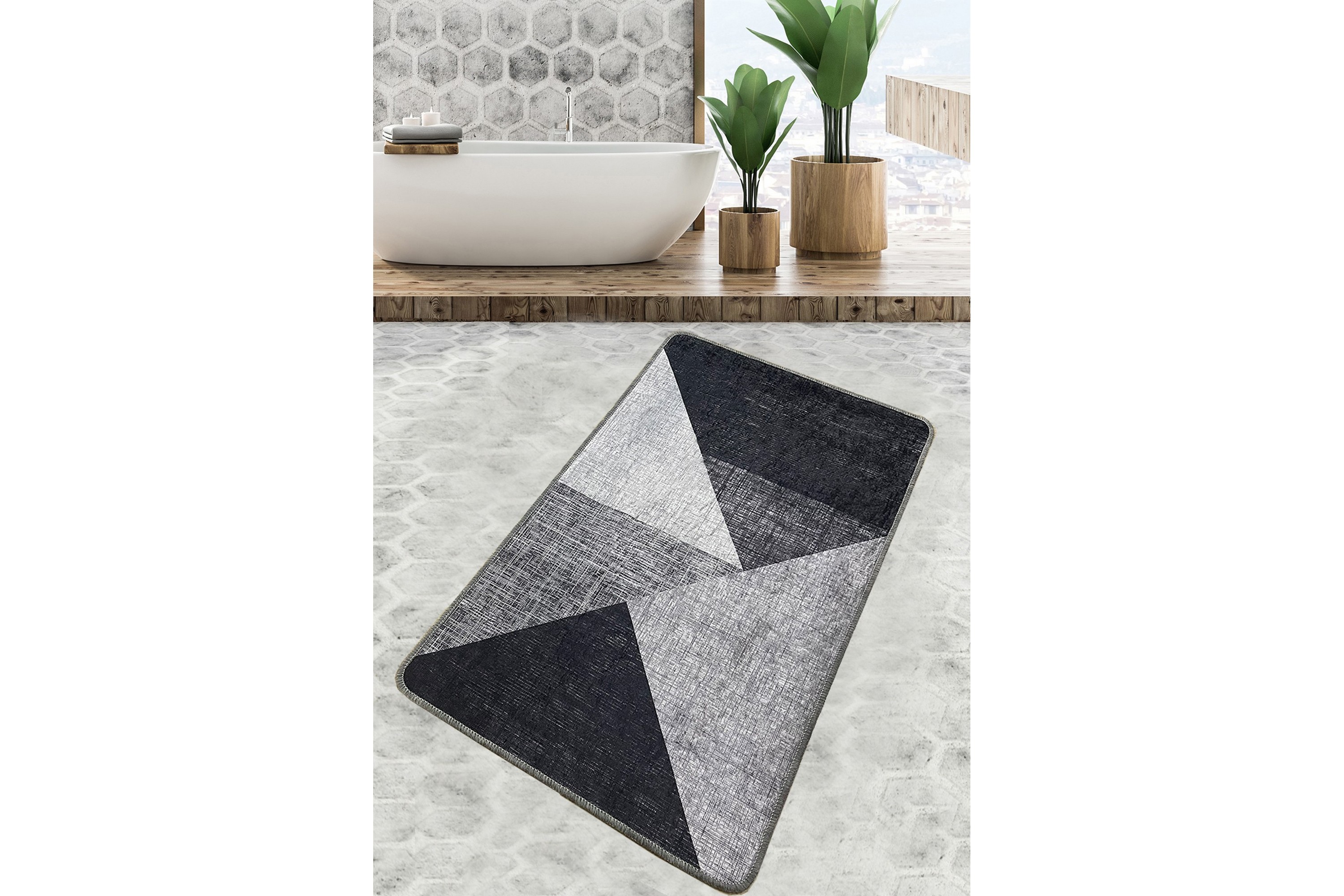 badrumsmatta nikil 70x120 cm rektangulär - grå