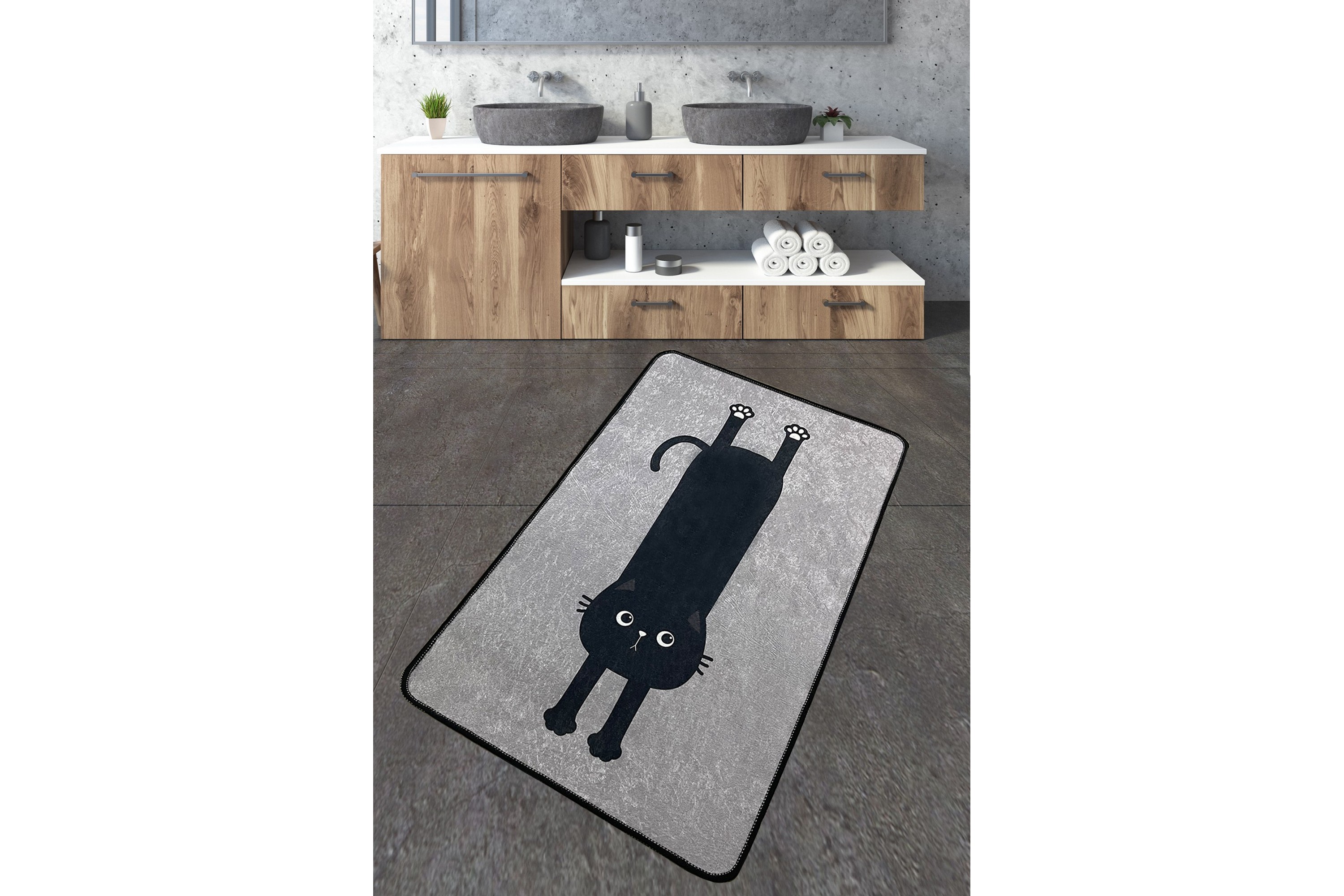 Badrumsmatta Nintai 70x120 cm Rektangulär Grå