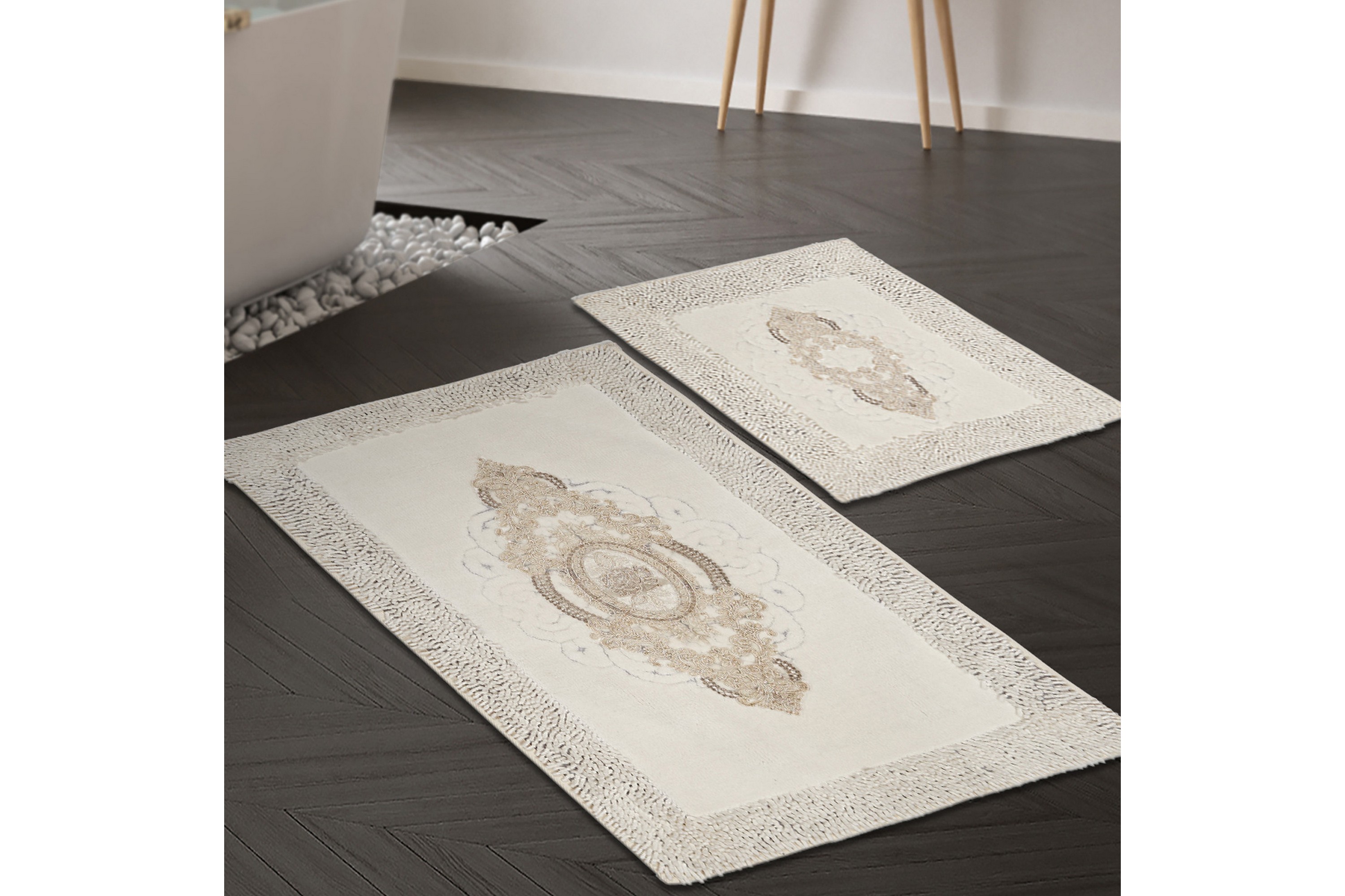Badrumsmatta Parmeswari 60x100 cm Rektangulär Creme