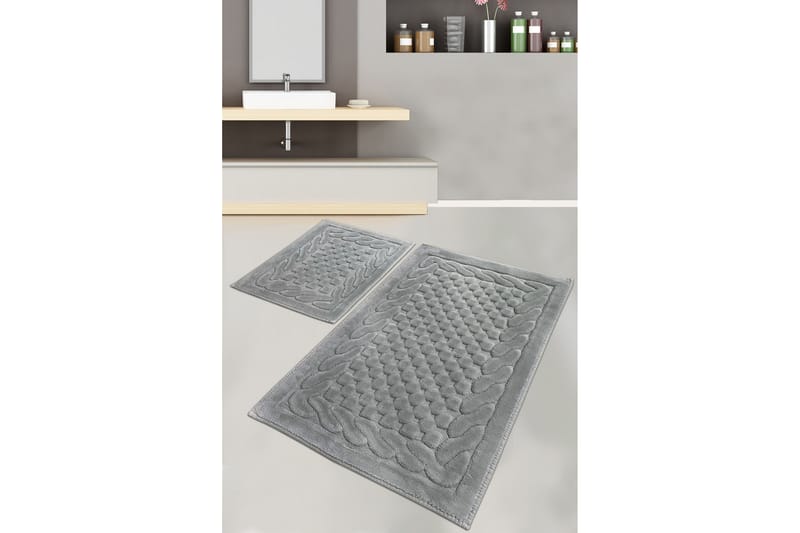 Badrumsmatta Parerna 60x100 cm Rund - Grå - Textil & mattor - Matta - Badrumsmatta