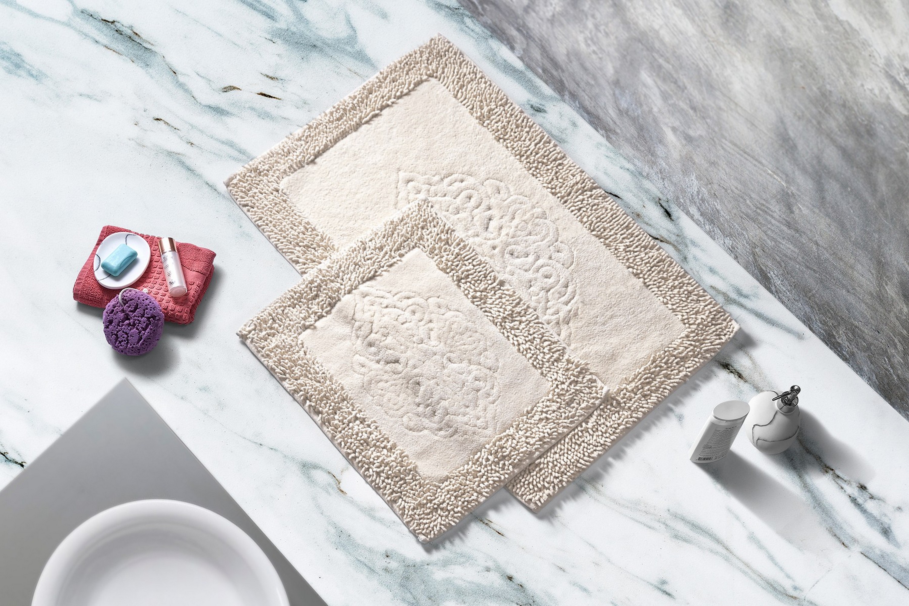 Badrumsmatta Papudi 60x100 cm Rektangulär Creme