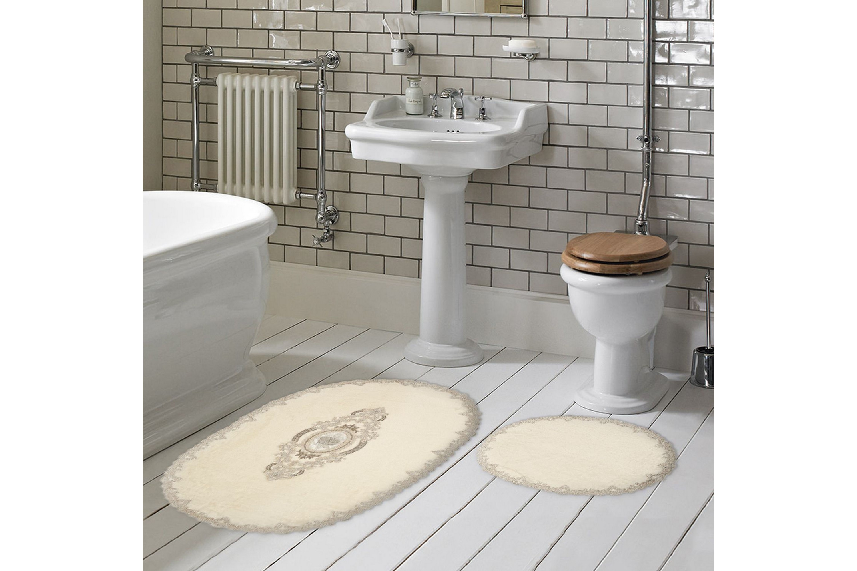 badrumsmatta pakhali 65x115 cm rektangulär - creme