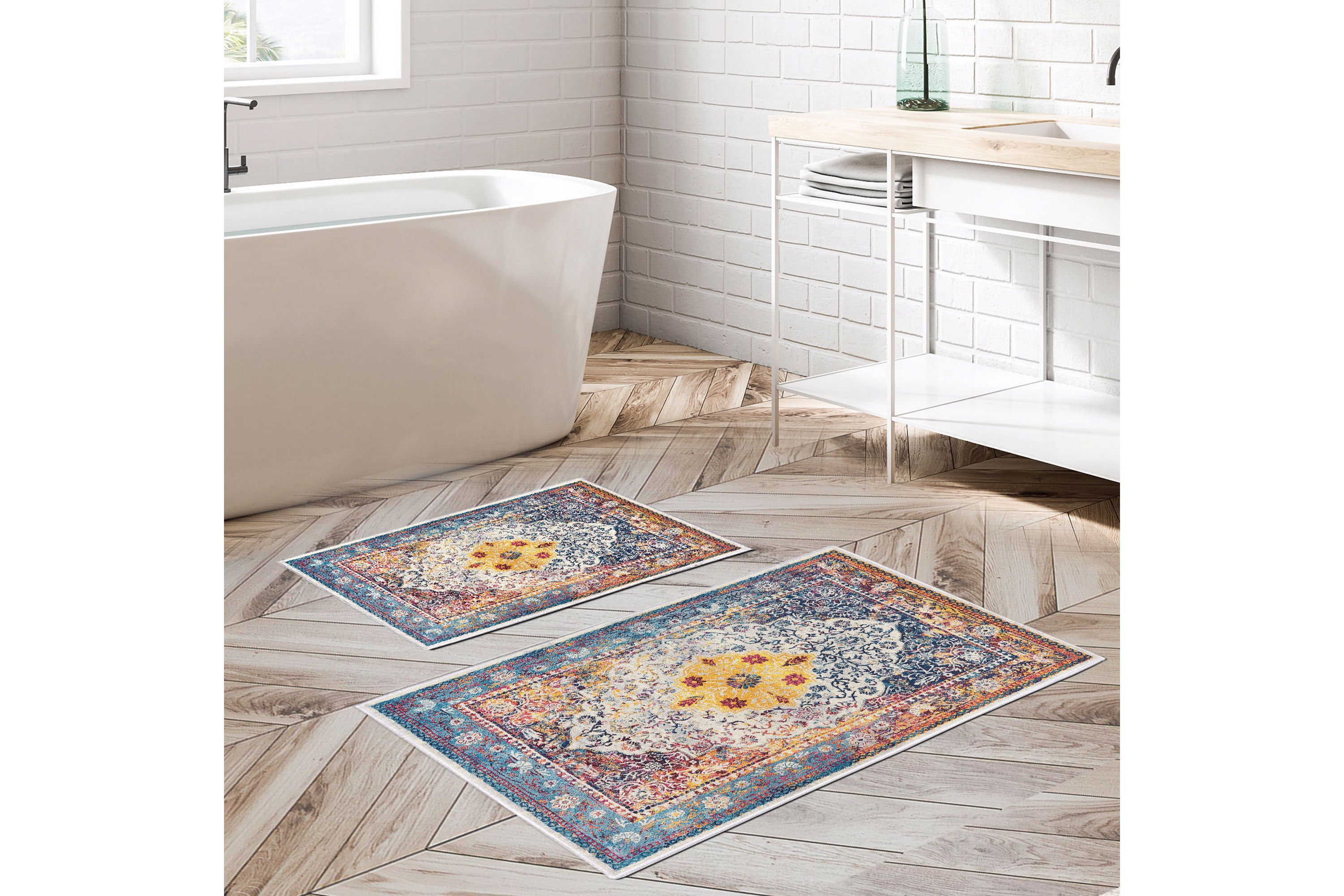 badrumsmatta pallvi 60x150 cm rektangulär - flerfärgad