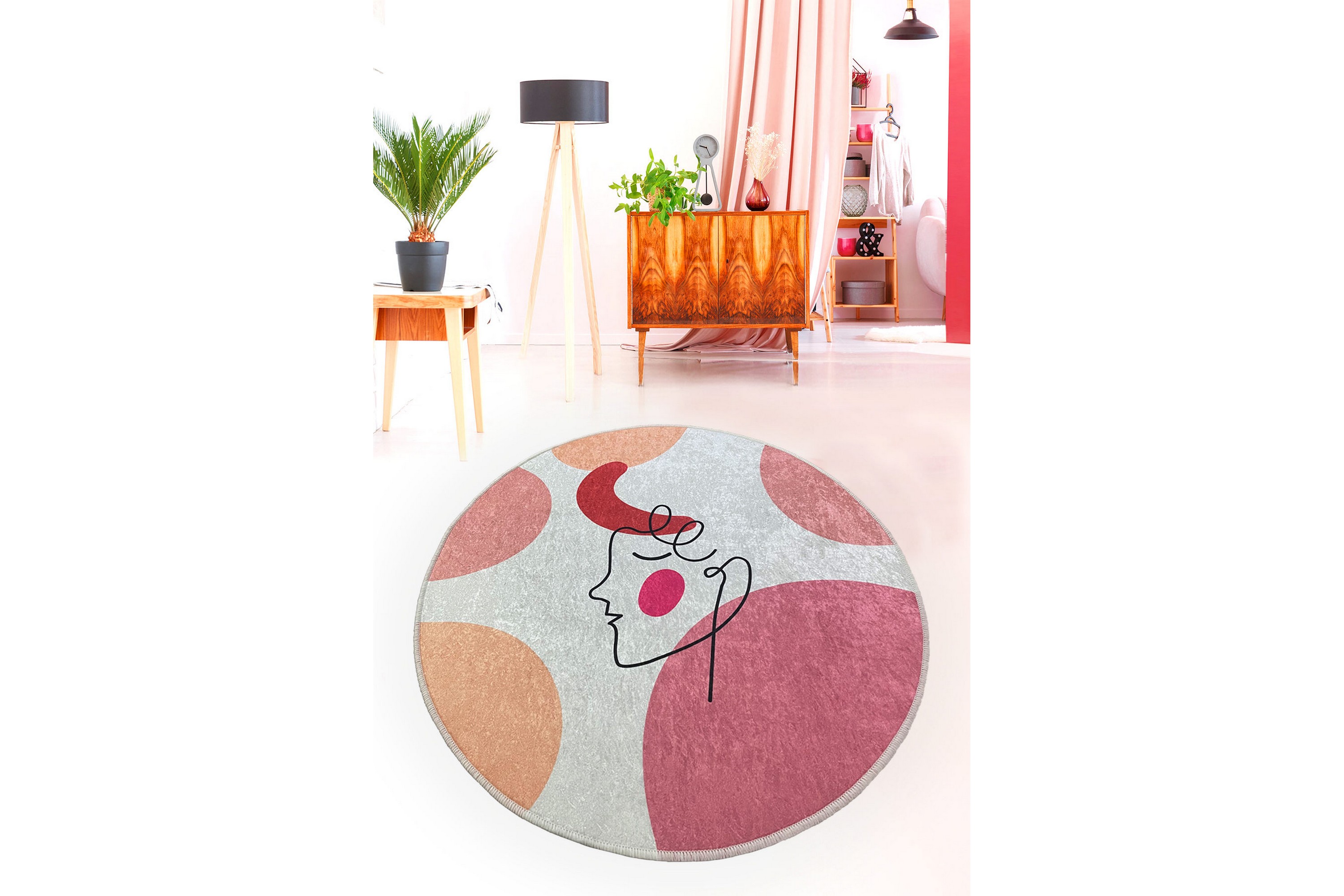 Badrumsmatta Pankajsheel 100 cm Rund Flerfärgad