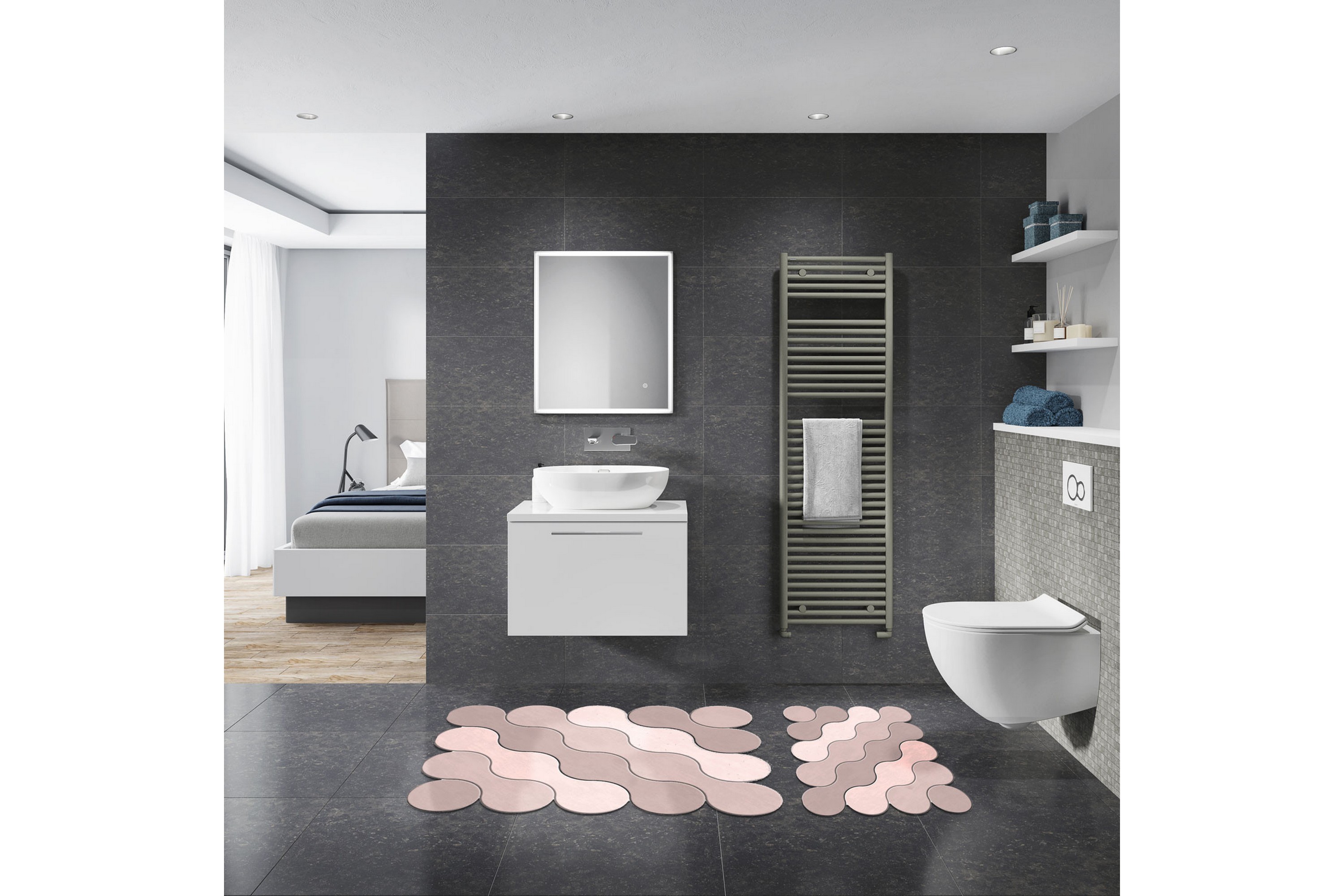 Badrumsmatta Paramjit 60x100 cm Rektangulär Rosa