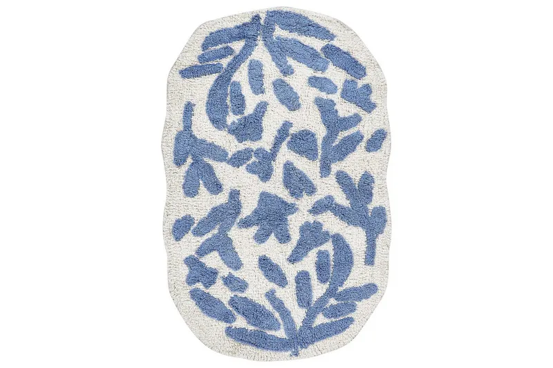 Badrumsmatta Derik, Blå, Vit