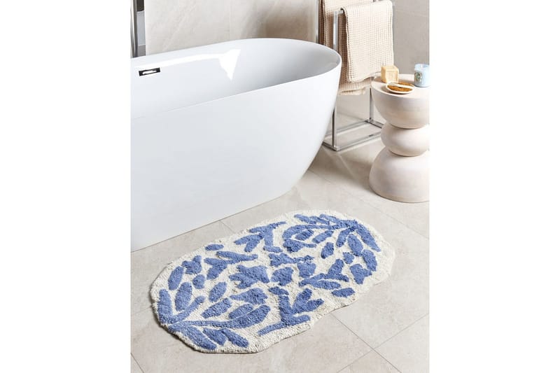 Badrumsmatta Derik - Blå, Vit - Textil & mattor - Matta - Badrumsmatta