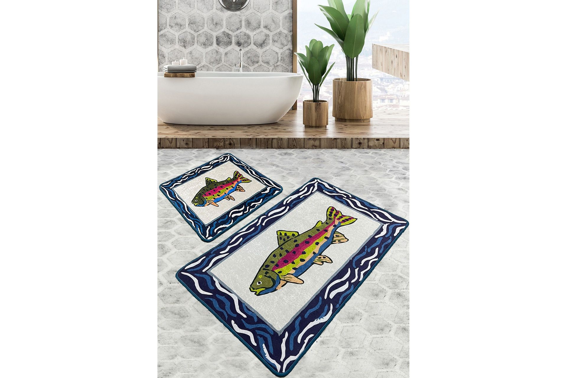 navi badrumsmatta 60x100 cm rektangulär - flerfärgad