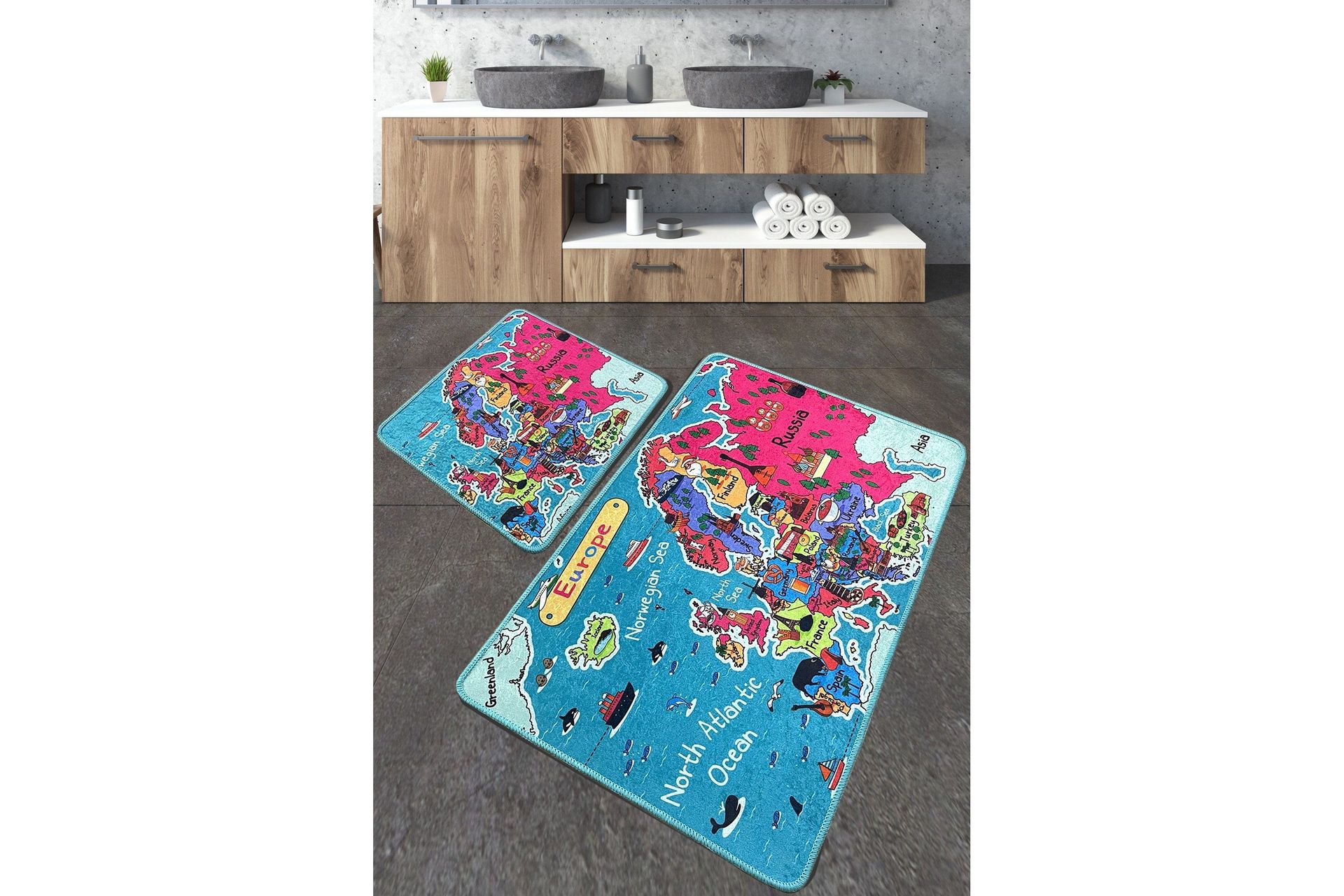 Navjoot Badrumsmatta 60x100 cm Rektangul&auml;r - Flerf&auml;rgad