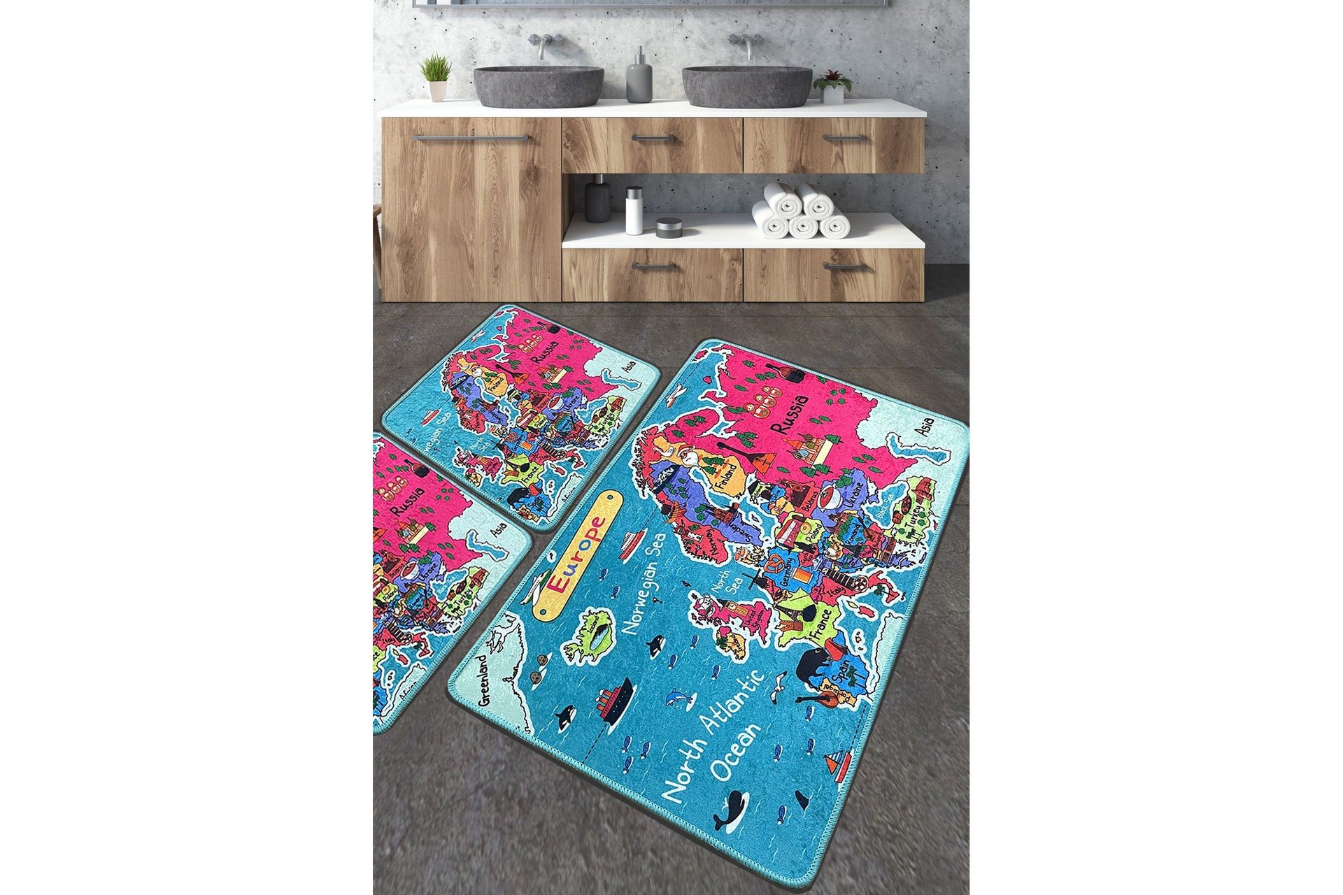 Navjoot Badrumsmatta 60x100 cm Rektangul&auml;r - Flerf&auml;rgad