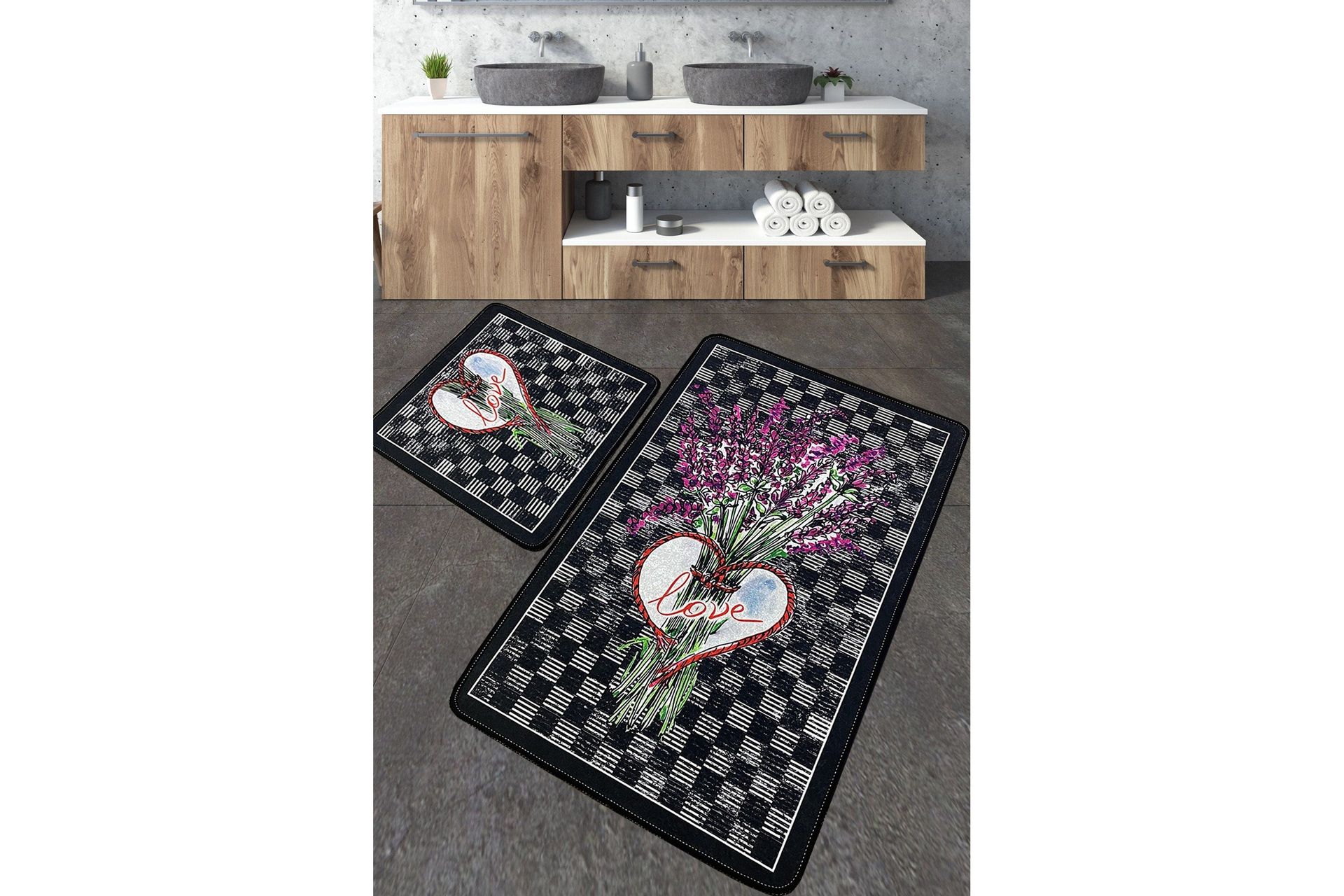 nidhi badrumsmatta 60x100 cm rektangulär - flerfärgad