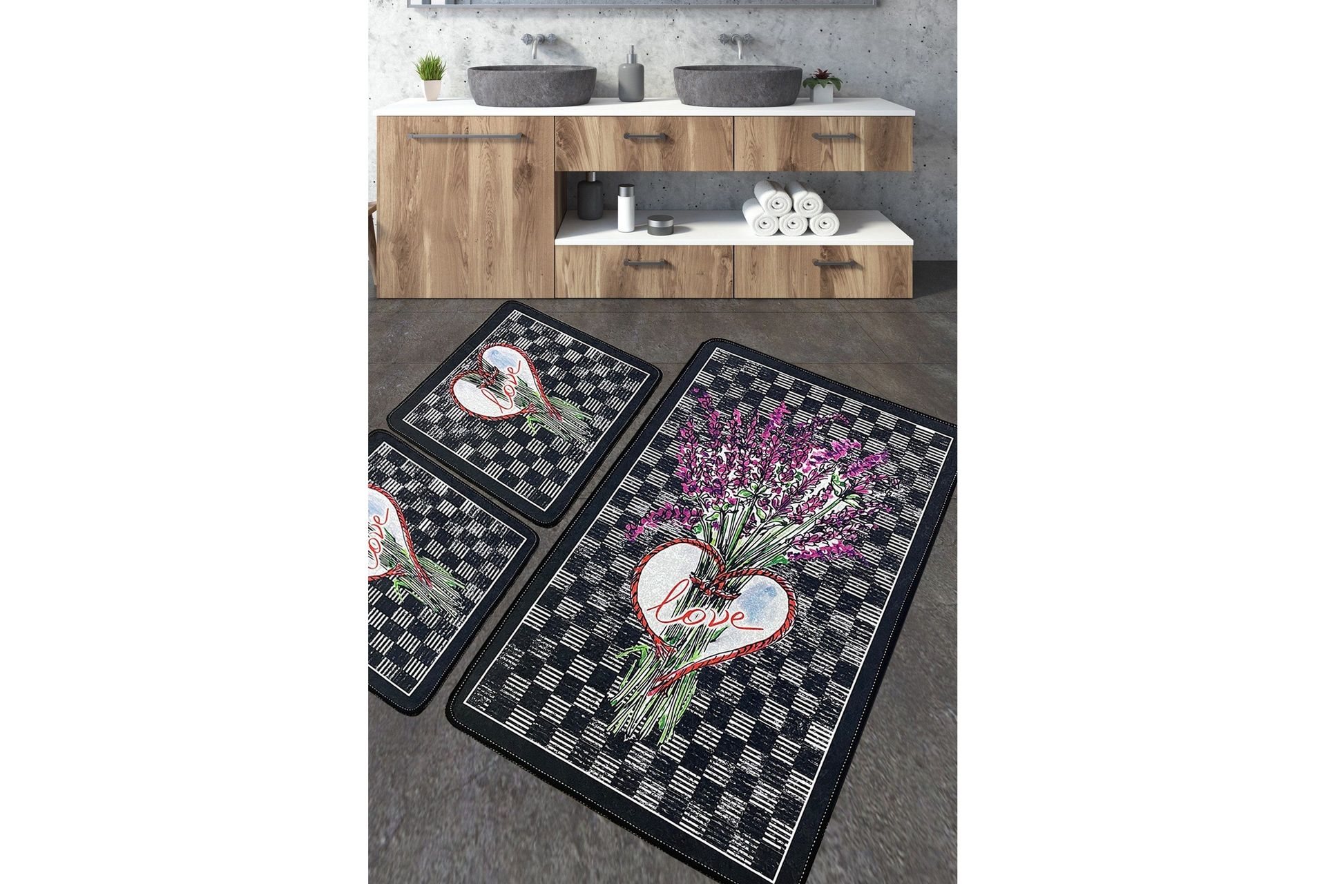 nidhi badrumsmatta 60x100 cm rektangulär - flerfärgad