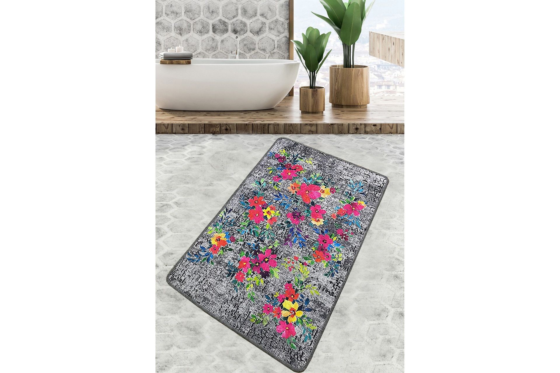 nika badrumsmatta 70x120 cm rektangulär - flerfärgad