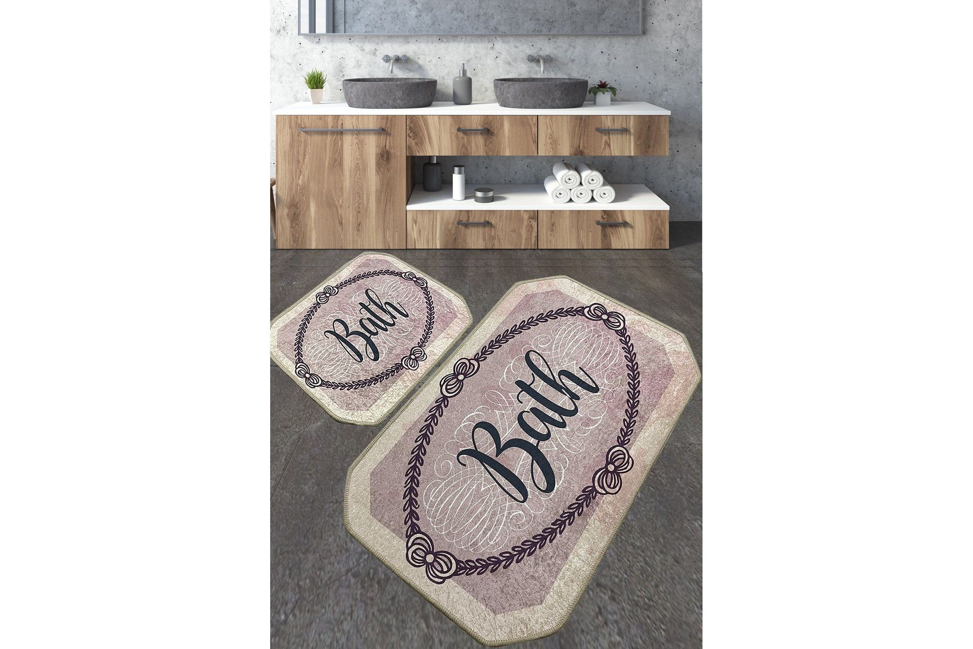 nikawiy badrumsmatta 60x100 cm rektangulär - flerfärgad