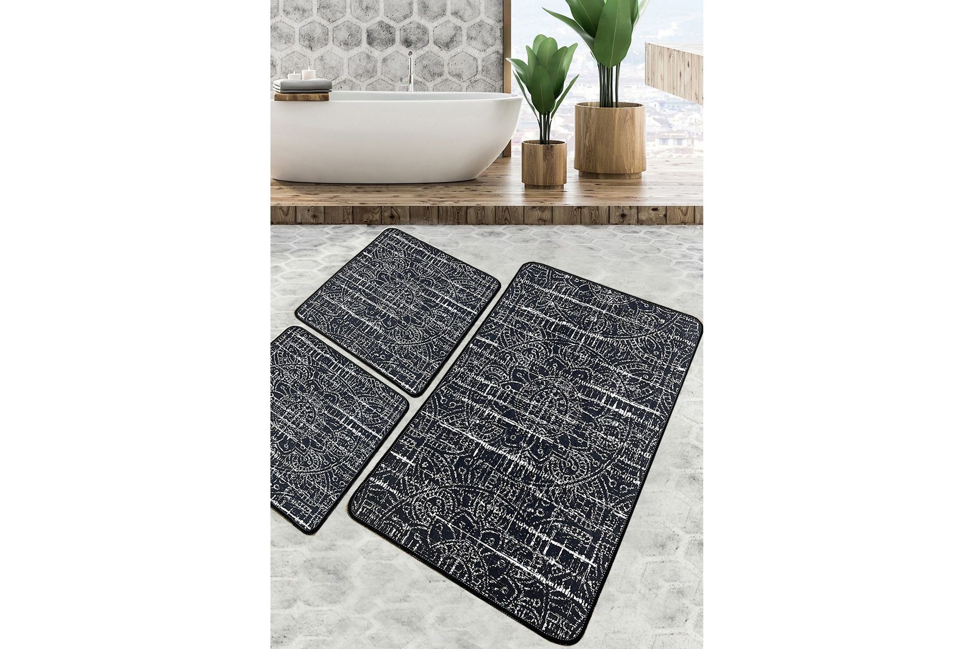 nikkam badrumsmatta 60x100 cm rektangulär - flerfärgad