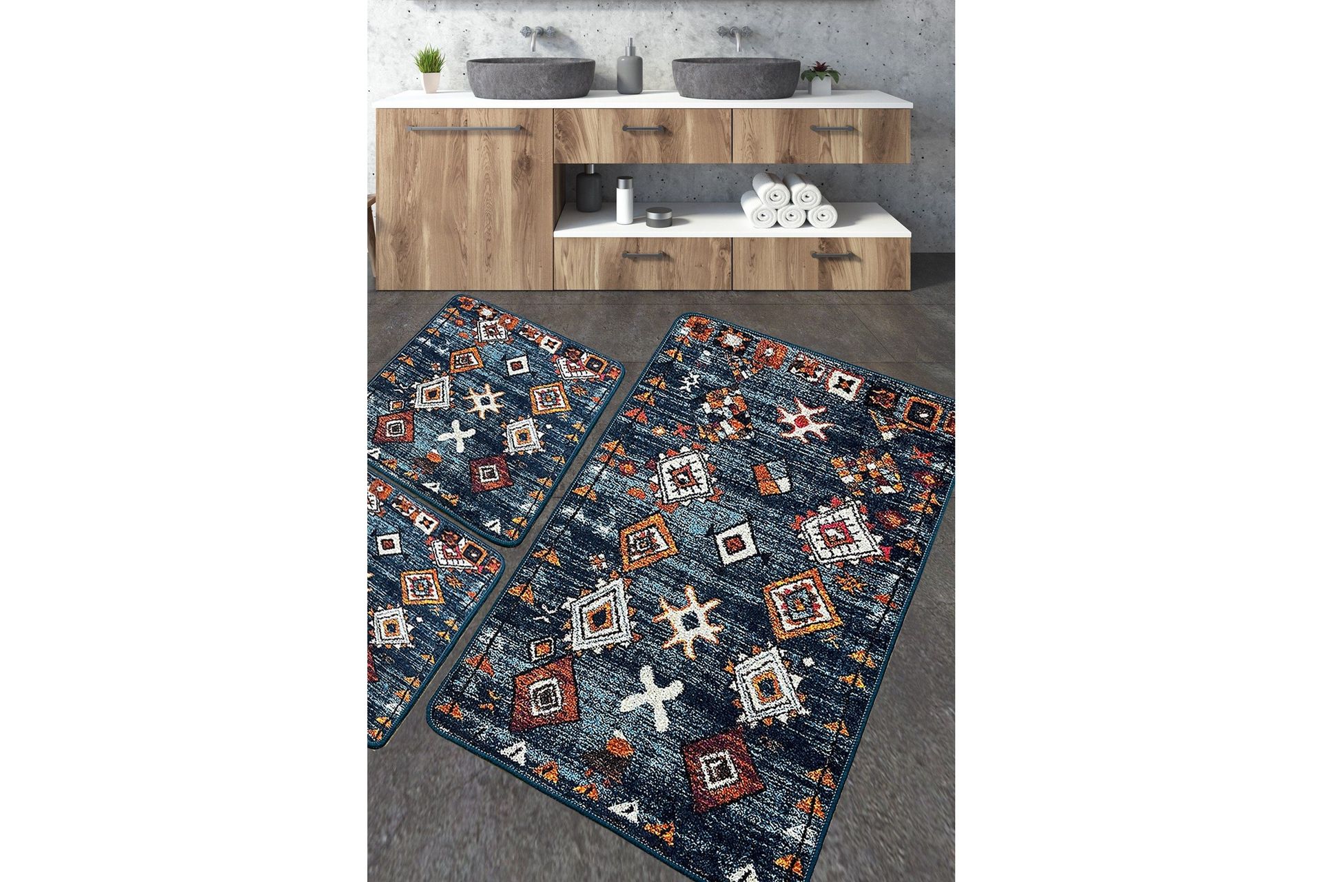 nikkhar badrumsmatta 60x100 cm rektangulär - flerfärgad