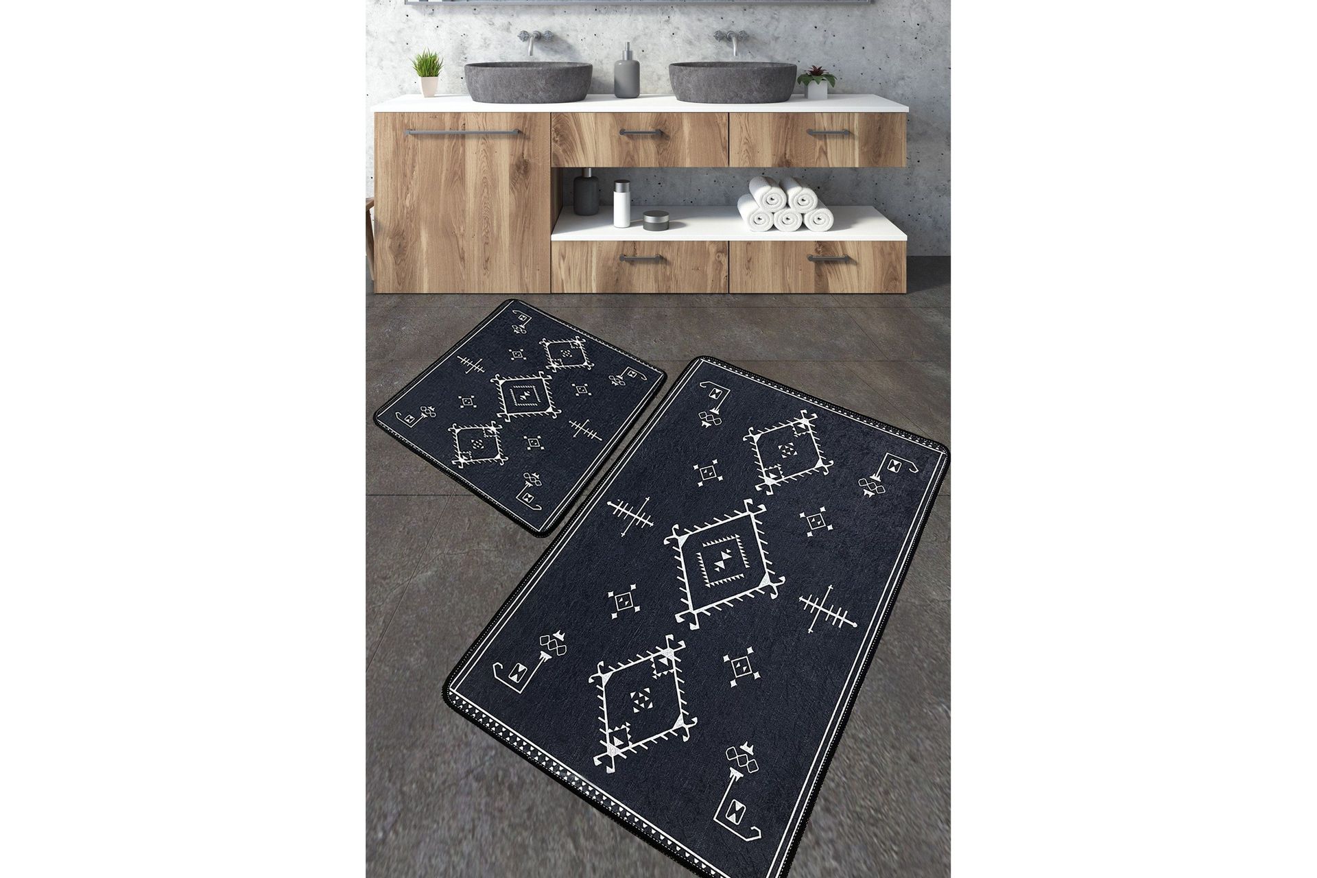 Nikky Badrumsmatta 60x100 cm Rektangul&auml;r - M&ouml;rkgr&aring;