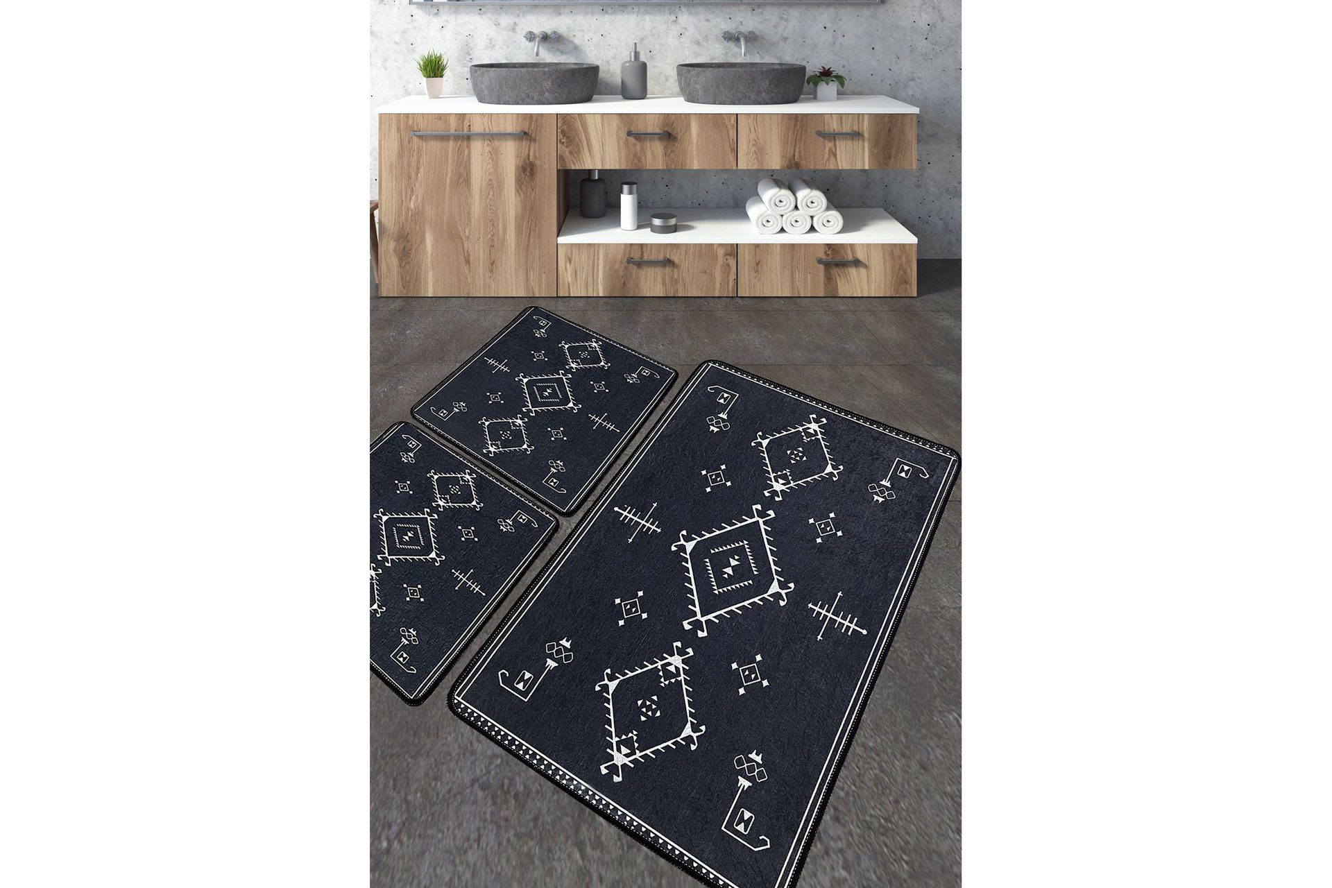 Nikky Badrumsmatta 60x100 cm Rektangul&auml;r - M&ouml;rkgr&aring;