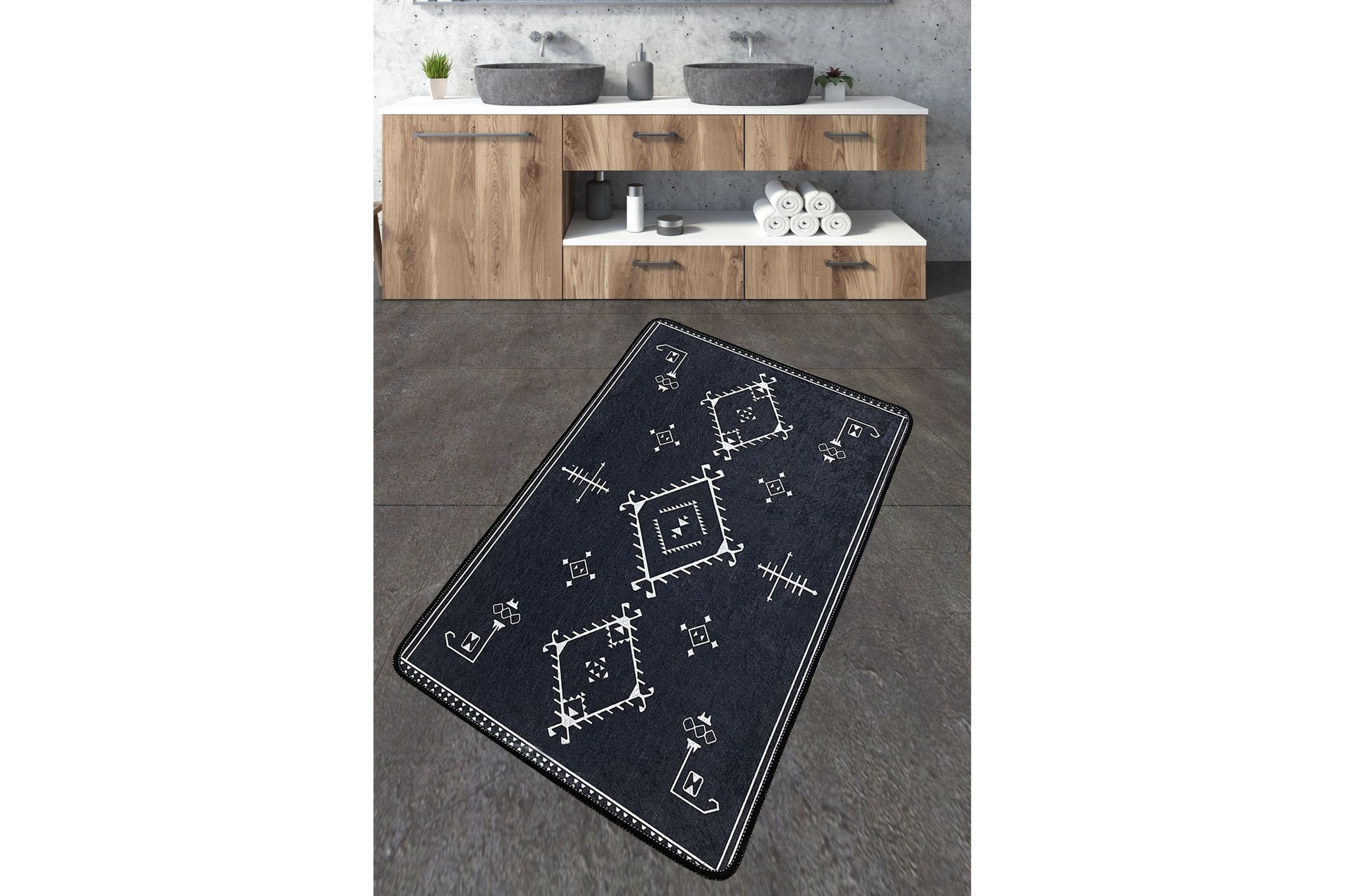 Nikky Badrumsmatta 70x120 cm Rektangul&auml;r - M&ouml;rkgr&aring;